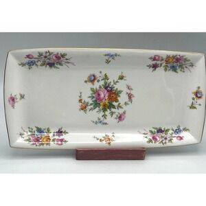 Minton‎ Marlow Sandwich Serving Tray Plate Roses Wreath Backstamp